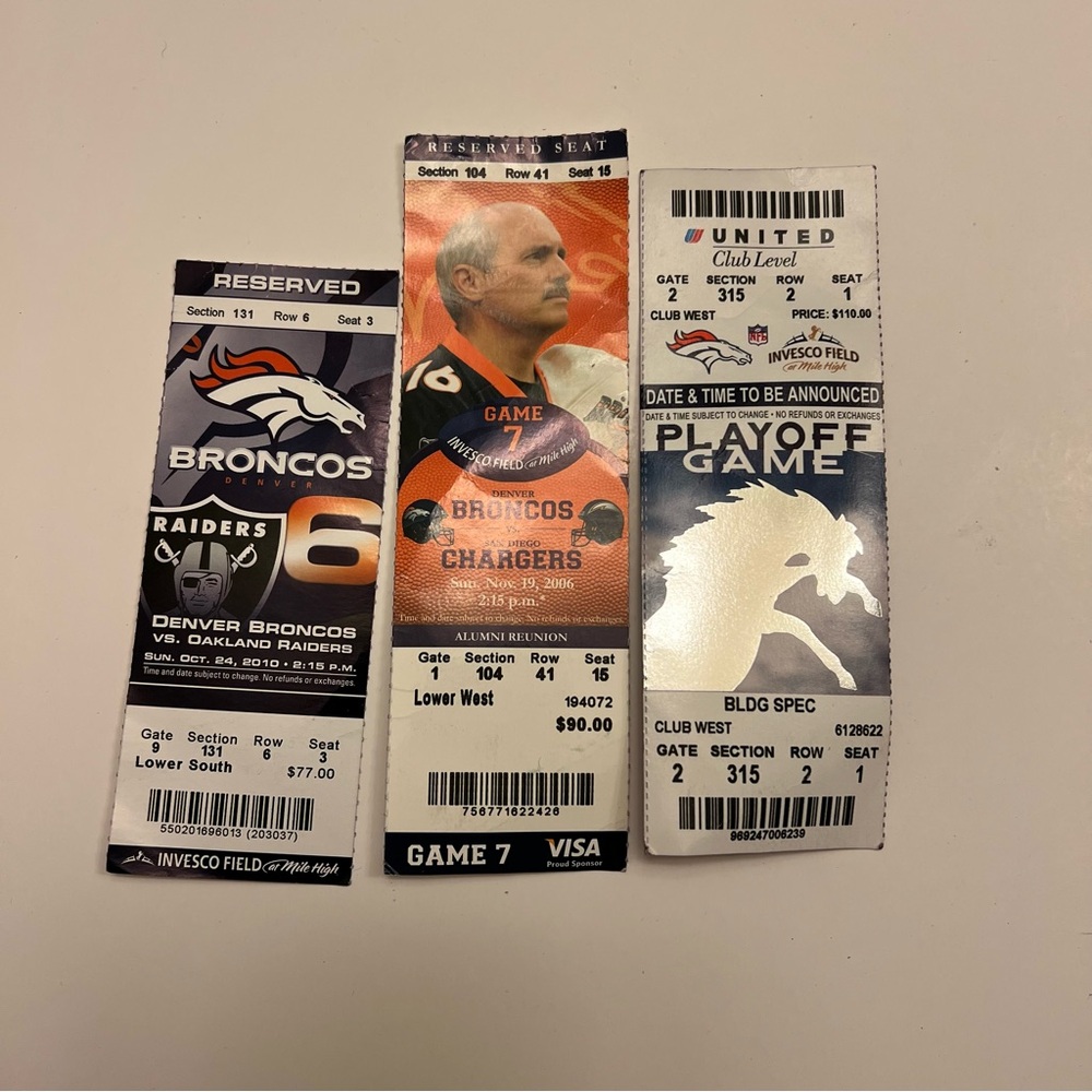 Bronco Early‎ 2000’s NFL Tickets